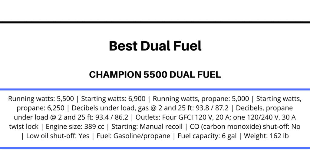 Best Dual Fuel Generator