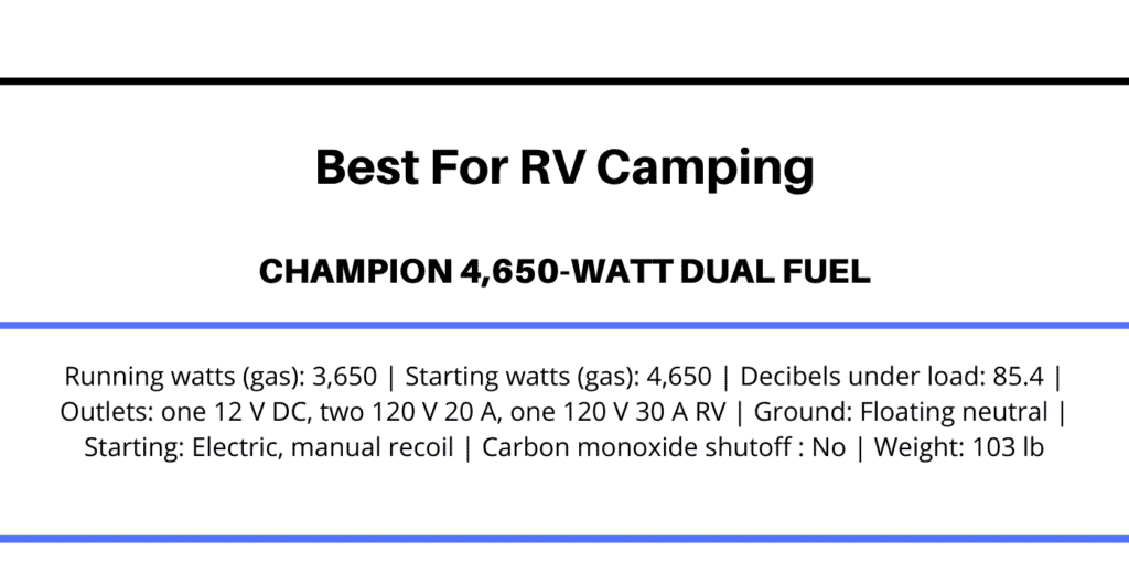 Best Home Generator for RV Camping